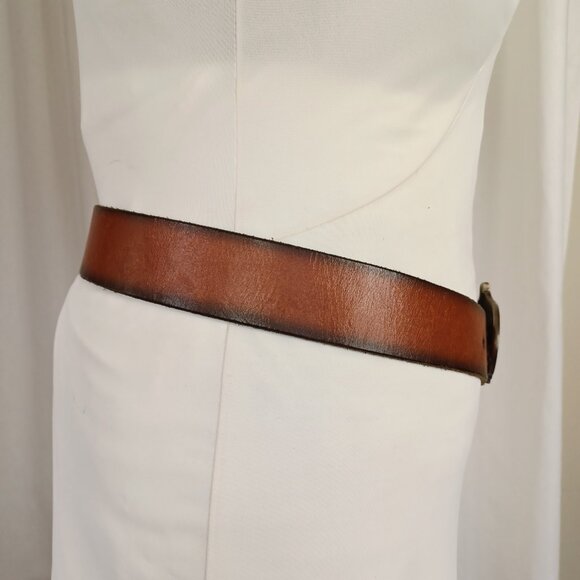 80s Vintage Sailboat Buckle + Genuine Leather Belt, 33 - 37" - Picture 7 of 8